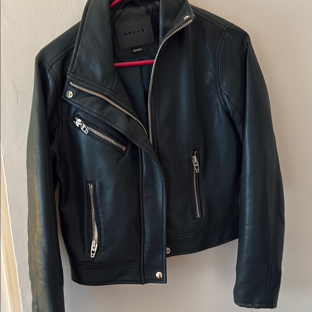Dark Green Vegan Leather Jacket